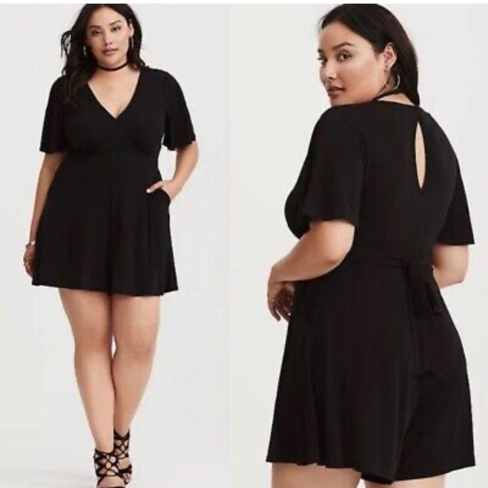 Torrid Black Slinky Fabric Romper Size 4 EUC
